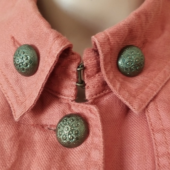 Vintage 100% Linen Top Military Combat by Live A Little / Sz M / Burnt orange - Picture 10 of 17